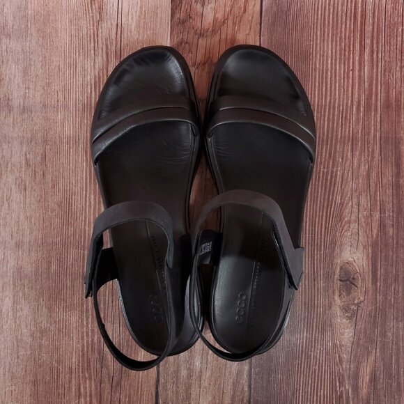 Ecco Flowt LX Womens Size 41 US 10-10.5 Black Strappy Wedge Sandals - Picture 6 of 14